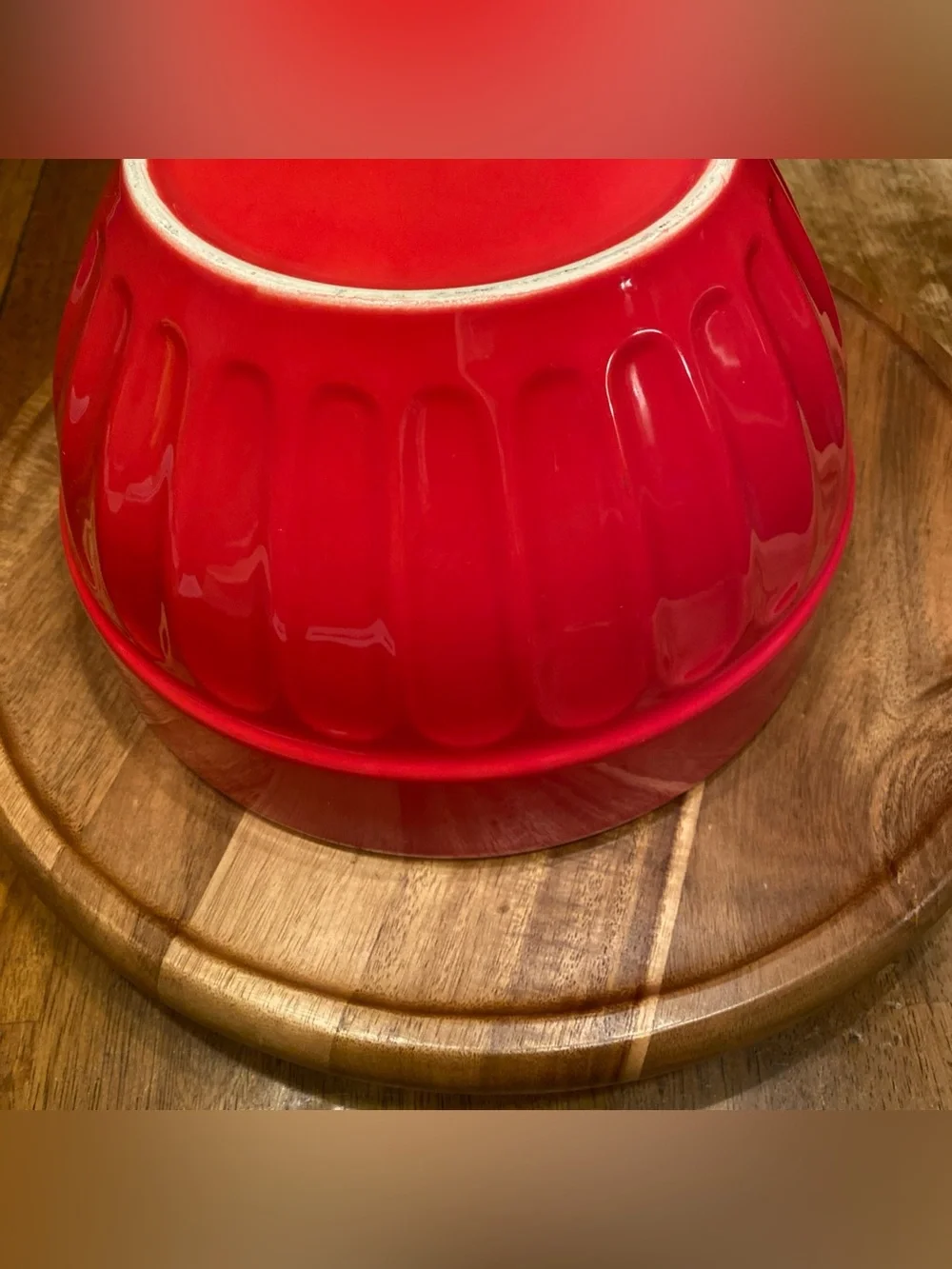 Rare Retired CRATE & BARREL Red Ribbed  Mixing Bowl Stoneware Pottery